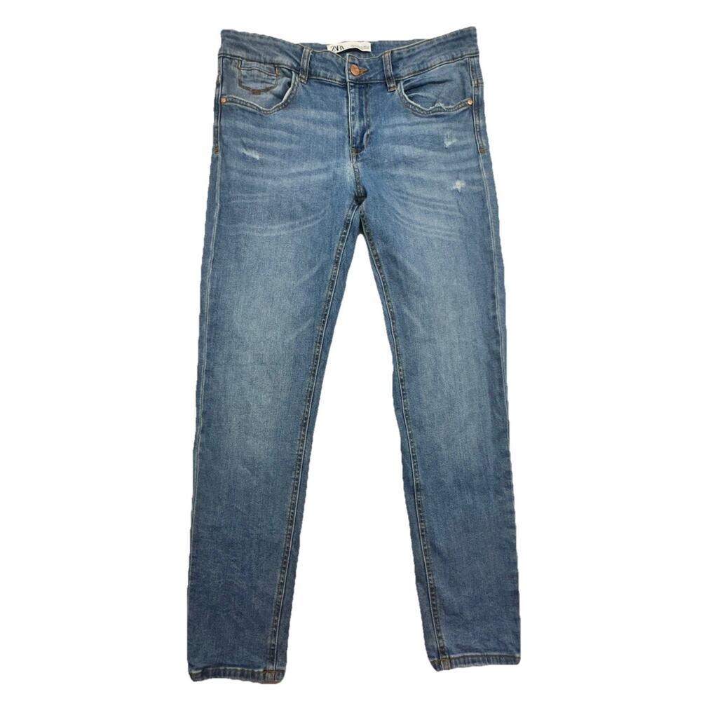 Zara Jeans Women Size 10 Z1975 Distressed Denim Mid Rise Skinny
